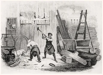 Le Charron, du Livre des Métiers, gravé par J. Miller, 1836